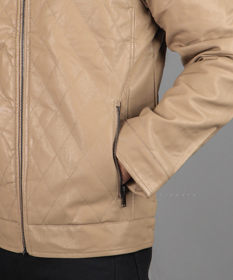                                                                                                                                         خاکی قهوه ای مشکی زمستانه کت چرم 0698  - تصویر 11