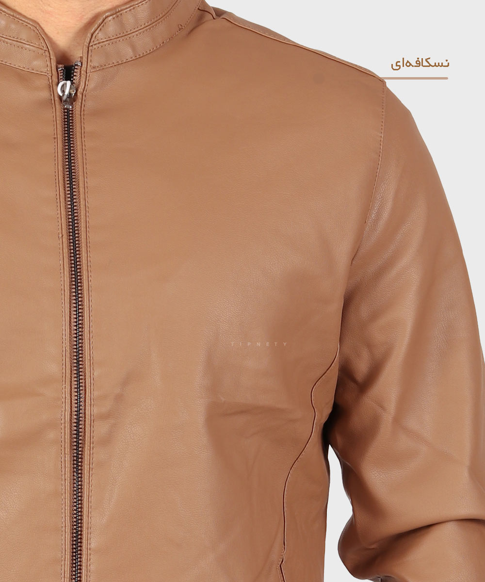         نسکافه ای استخوانی مشکی زمستانه کت چرم 2513  - تصویر 5