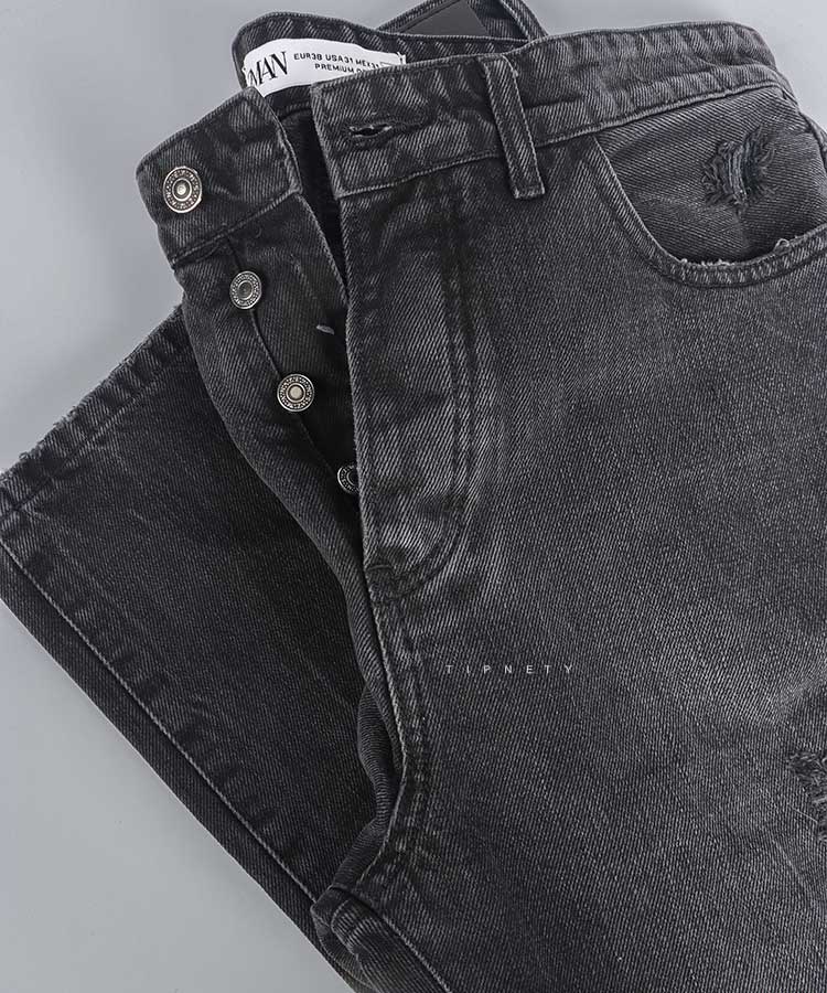 شلوار مام فیت مردانه زاپ دار و ذغالی 0151