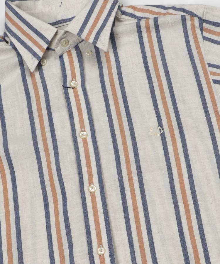                             کرم پیراهن آستین کوتاه کلاسیک 4356  - تصویر 4