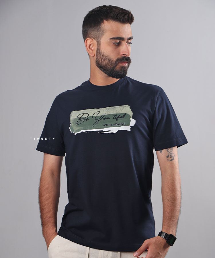                                                                   قرمز سورمه ای سبز سفید تیشرت چاپی 1191  - تصویر 5