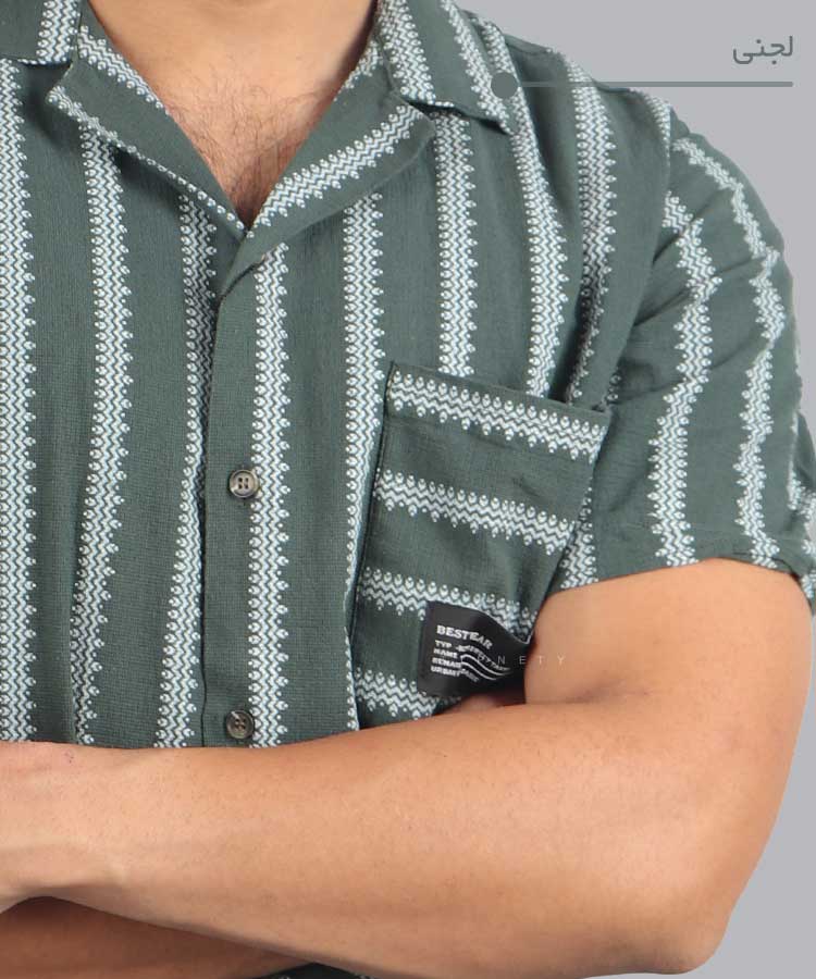                                                                                                                                                                   طوسی لجنی زیتونی سبز خردلی سفید پیراهن لش 0683  - تصویر 5