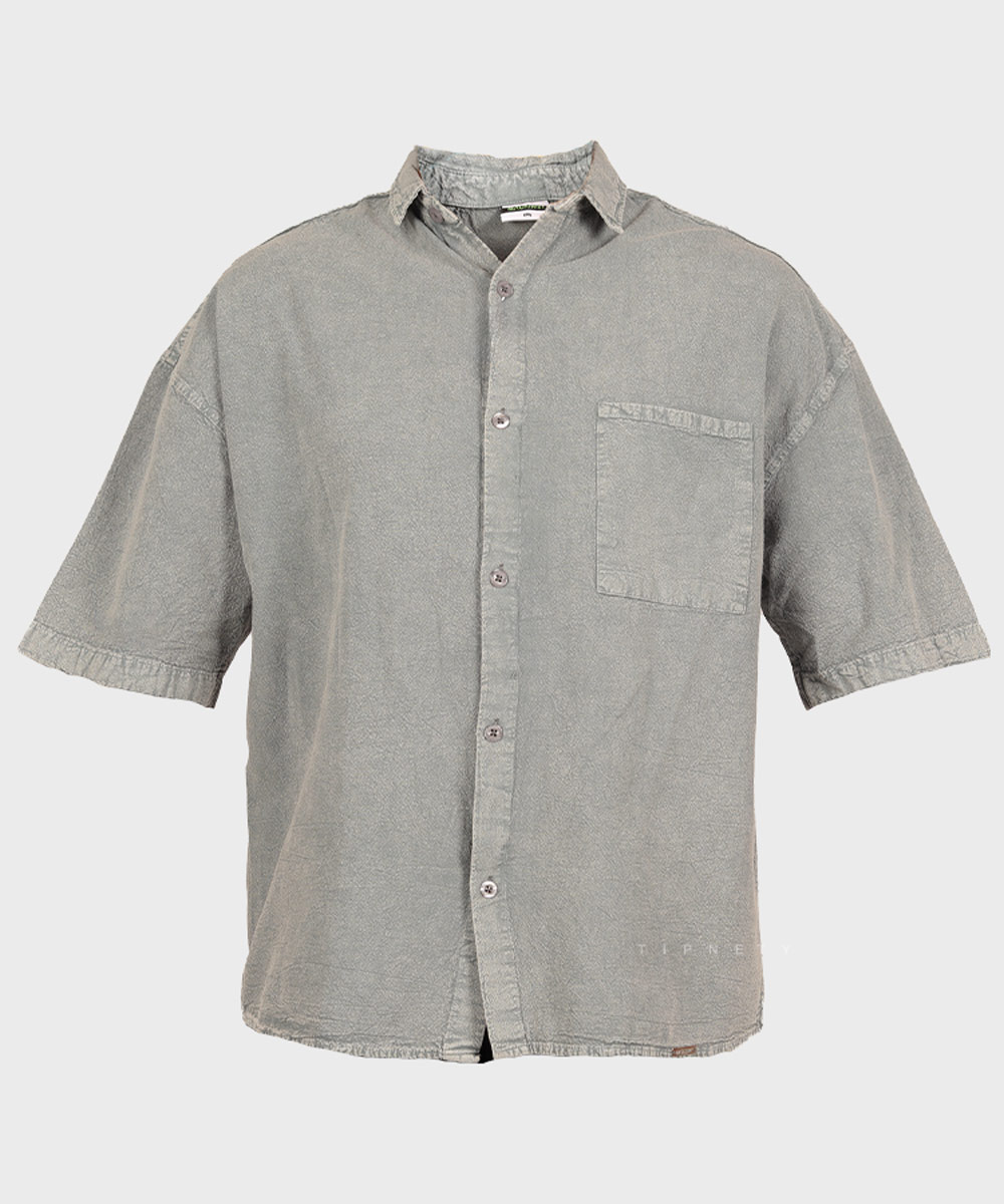 پیراهن مردانه باکسی سنگشور دودی ماچینیست 0638