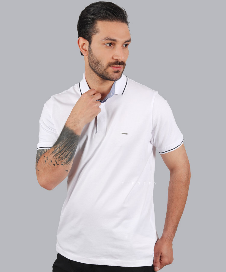                                                             زیتونی لجنی سبز نوک مدادی زرشکی سورمه ای آجری سفید مشکی تیشرت یقه دار 0556  - تصویر 3