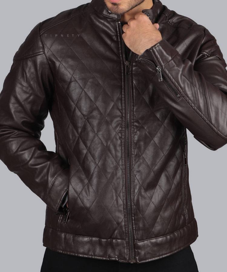                                                                                                                                         خاکی قهوه ای مشکی زمستانه کت چرم 0698  - تصویر 8