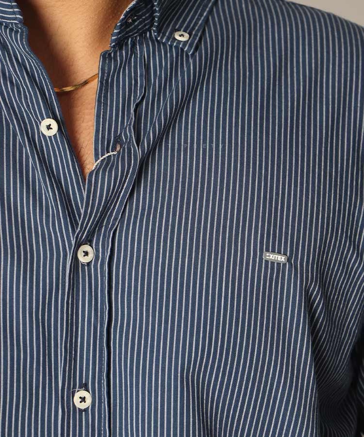 پیراهن مردانه آستین بلند سورمه ای 0954