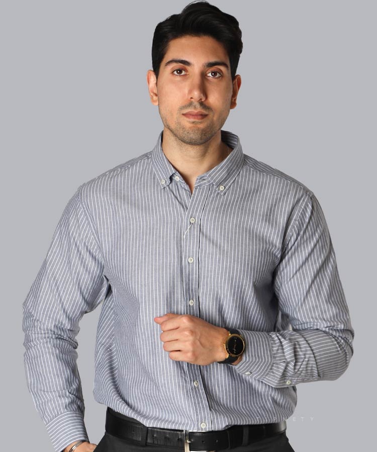 پیراهن مردانه آستین بلند طوسی 0963