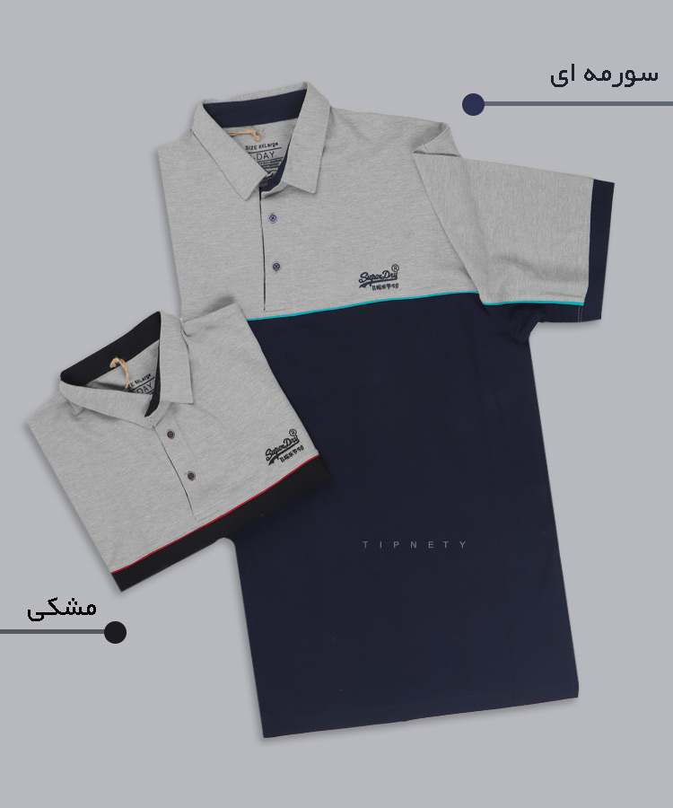                                     سورمه ای مشکی   تیشرت سایز بزرگ 5324  - تصویر 3