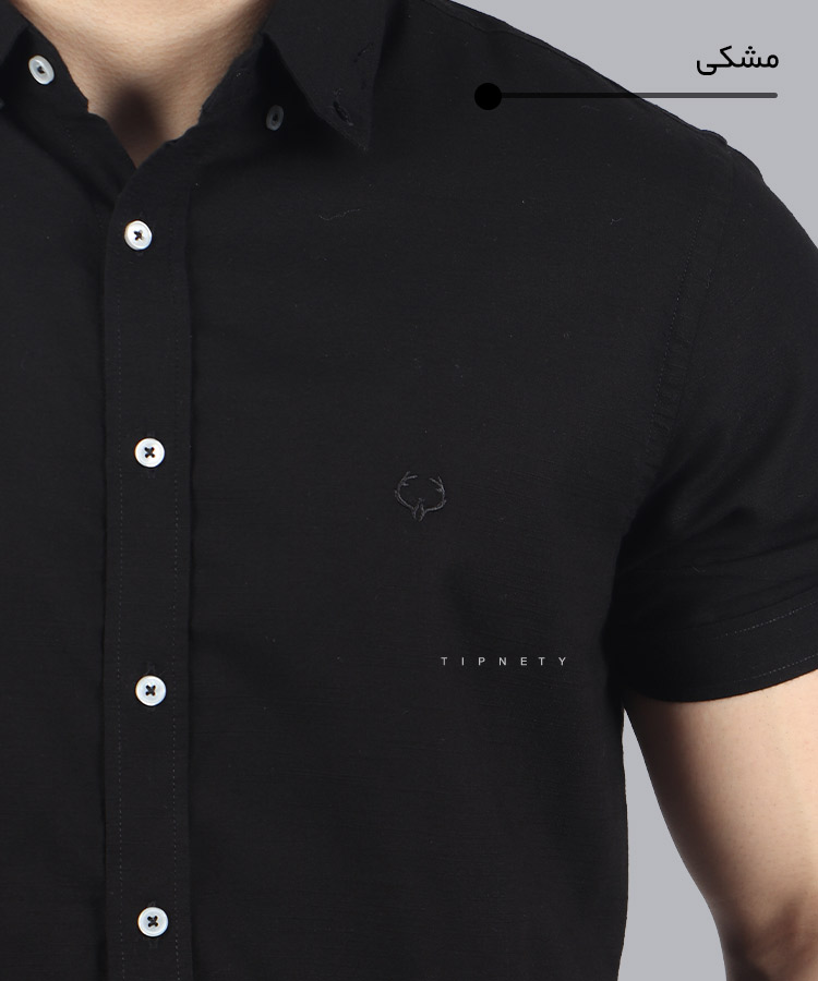                                                                                                                         مشکی سورمه ای آبی سفید پیراهن آستین کوتاه فیت 5340  - تصویر 5