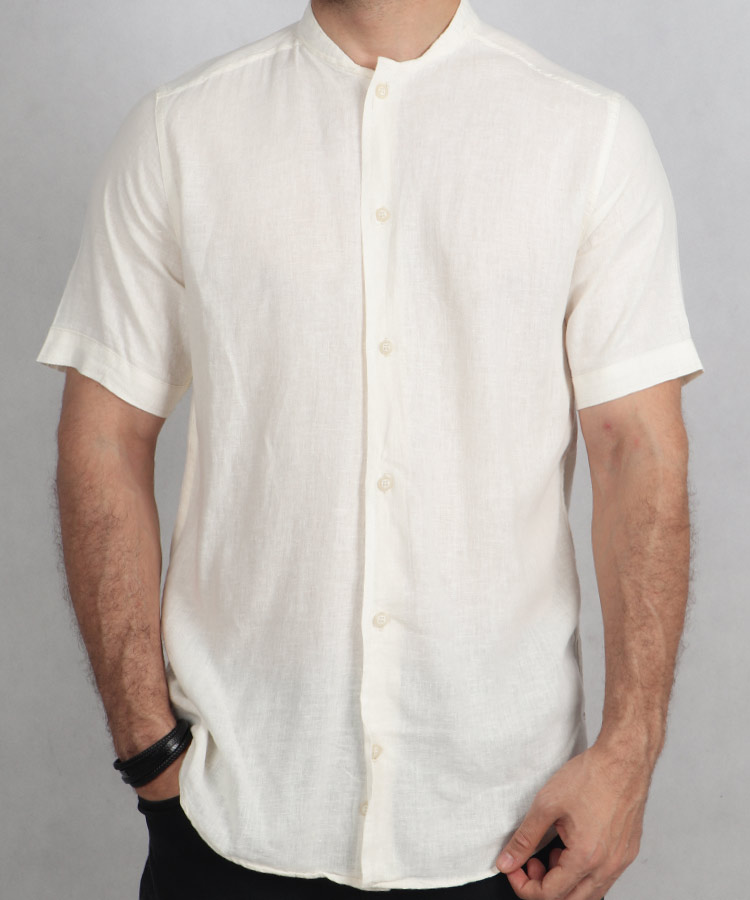                                                                                                                               مشکی صدری آبی روشن استخوانی خاکی شیری پیراهن آستین کوتاه فیت 1871  - تصویر 5