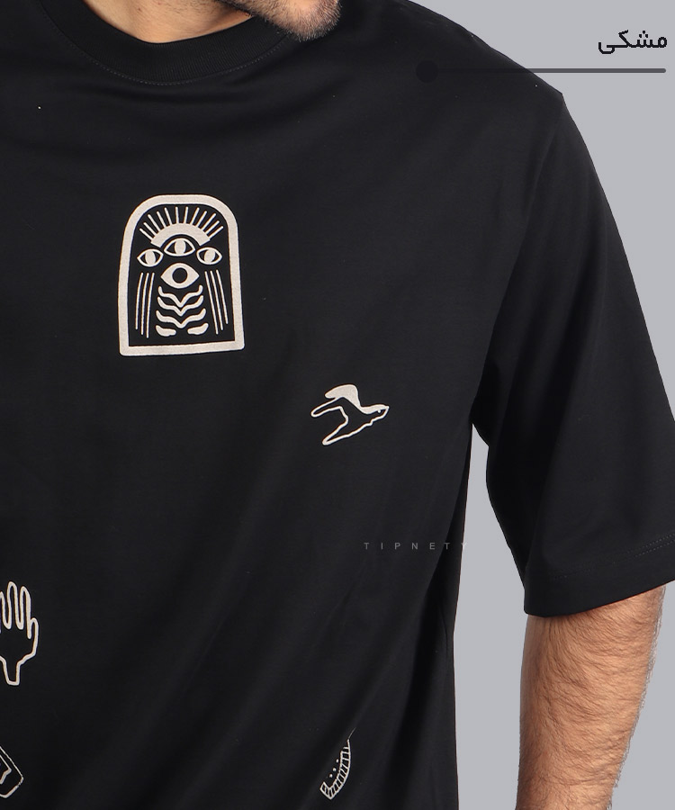                                                                                                         سبز استخوانی مشکی تیشرت لش 1336  - تصویر 5