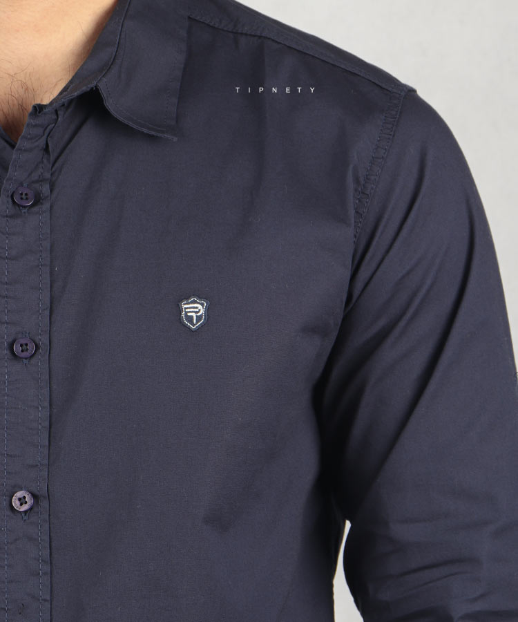 پیراهن مردانه آستین بلند سورمه ای 0802