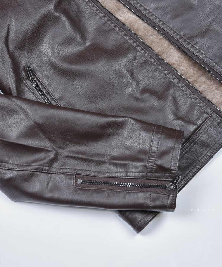       قهوه ای مشکی زمستانه کت چرم 2340  - تصویر 10