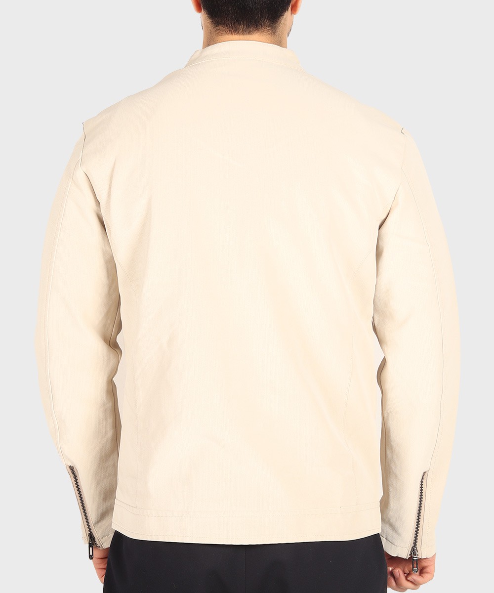 شکلاتی استخوانی مشکی زمستانه کت چرم 6026  - تصویر 4