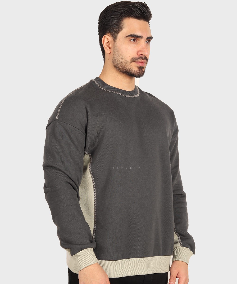       طوسی تیره مشکی پاییزه پلیور 1776  - تصویر 9