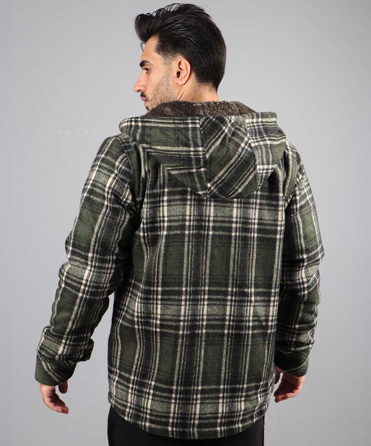 کاپشن مردانه پشمی طرح چهارخانه 1324