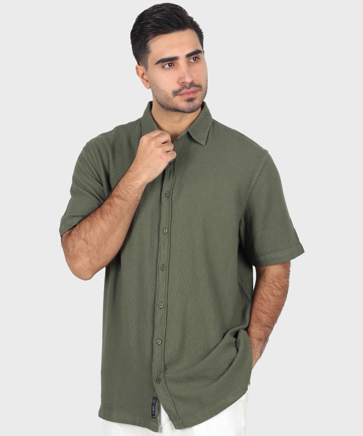 پیراهن لش مردانه کنفی و آستین کوتاه 5456