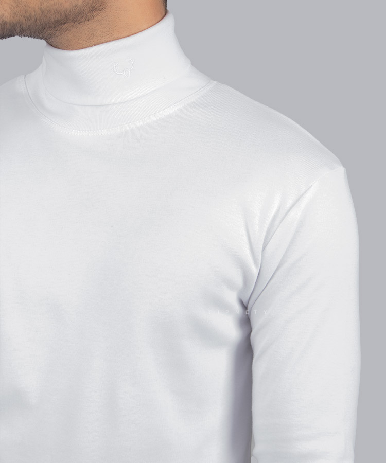 یقه اسکی سفید مردانه ساده 2015