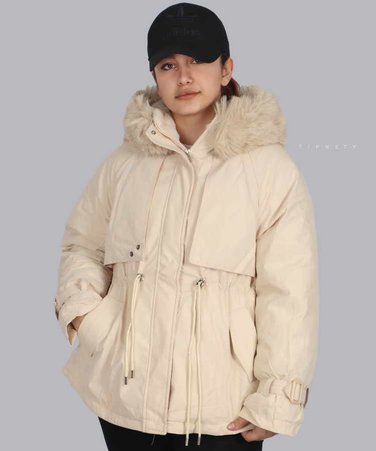 کاپشن زنانه کلاه خزدار 0918