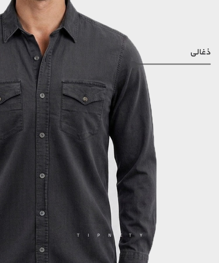           ذغالی آبی تیره آبی روشن طوسی تیره پیراهن آستین بلند فیت 0776 