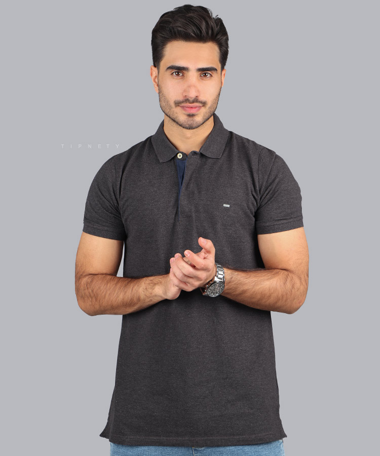 تیشرت یقه دار ساده مردانه 2843