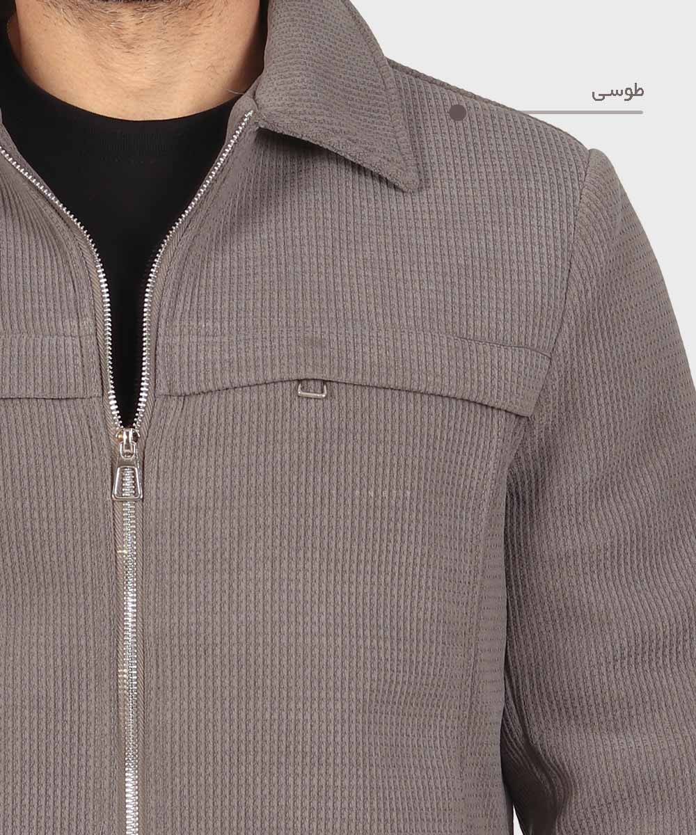                                         خاکی طوسی صدری زمستانه کت کتان 2603  - تصویر 6