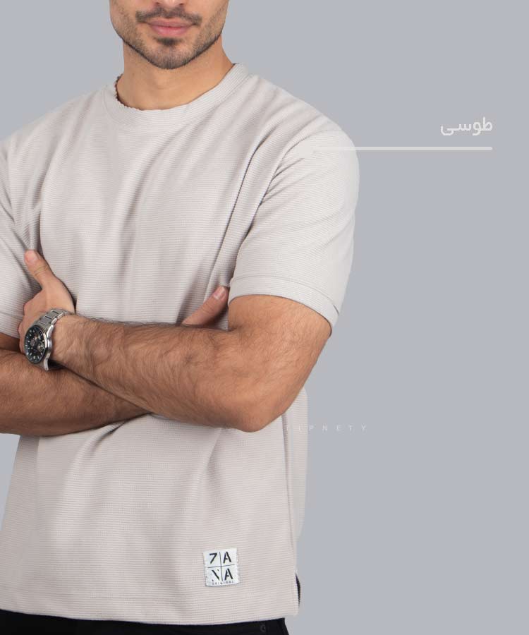                                                                                                                                                                     سبز مشکی طوسی کرم شیری نوک مدادی تیشرت لش 1268  - تصویر 3