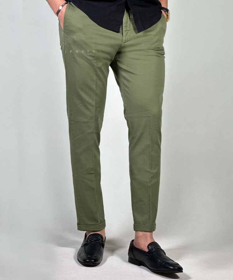                                                                                                                 کرم نوک مدادی صدری استخوانی زیتونی سورمه ای مشکی شلوار کتان فیت 0041  - تصویر 7