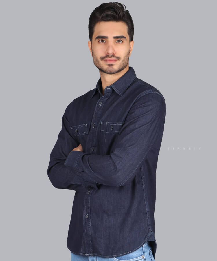 پیراهن مردانه آستین بلند جین 4139