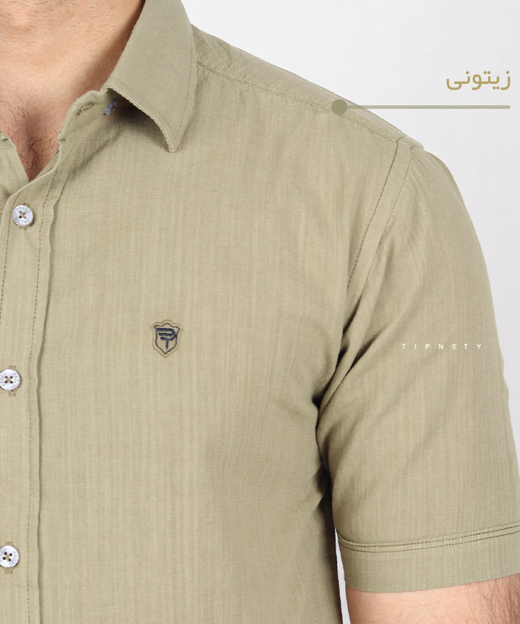                     لجنی زیتونی سبز آبی روشن آبی تیره سفید صدری سورمه ای خاکی پیراهن آستین کوتاه فیت 0876  - تصویر 16