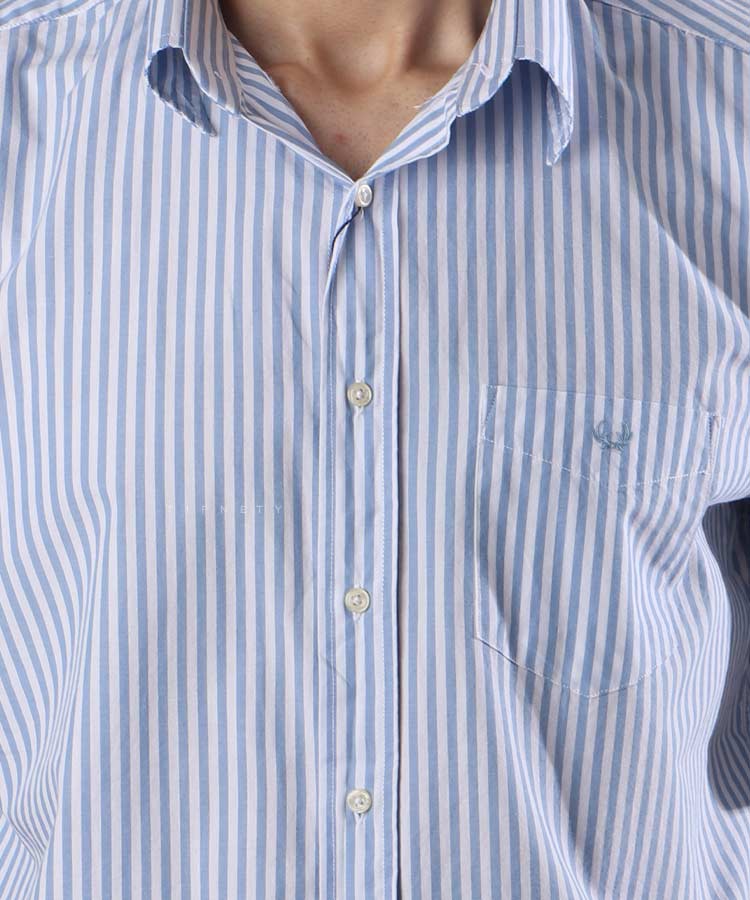                                             آبی پیراهن آستین کوتاه کلاسیک 0842  - تصویر 3