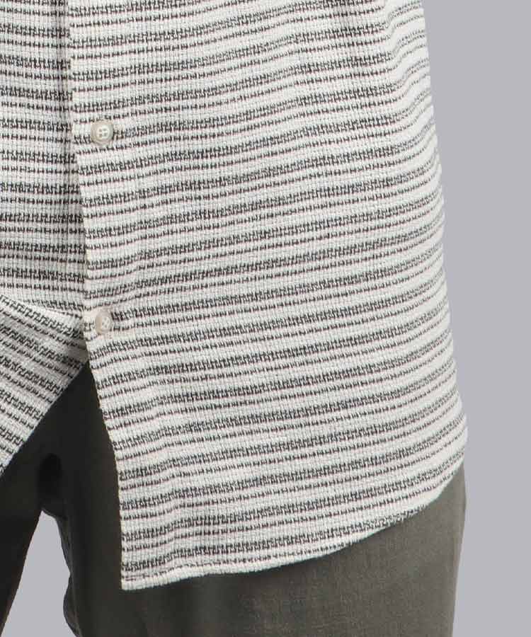                                         لجنی کرم طوسی ذغالی   پیراهن آستین کوتاه فیت 0245  - تصویر 3