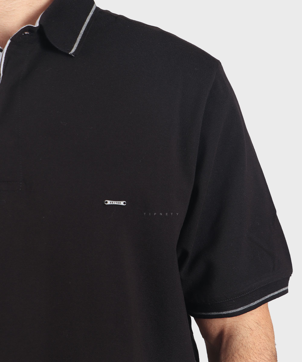                                       ملانژ سورمه ای مشکی تیشرت یقه دار 0569  - تصویر 8