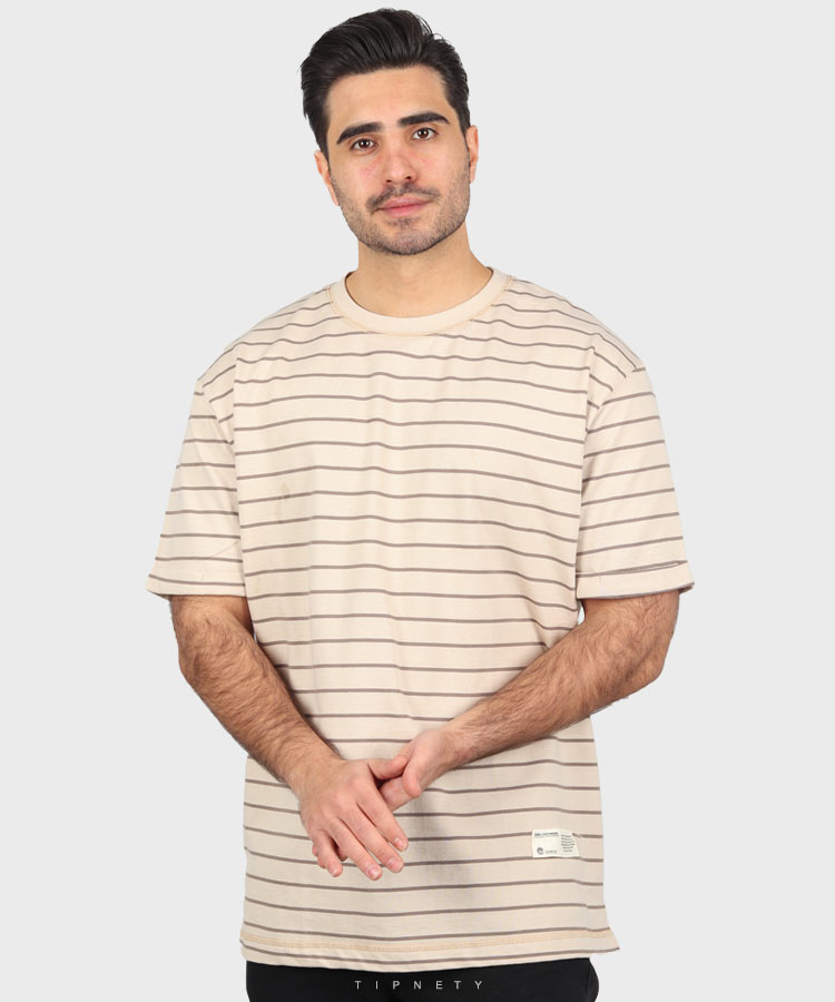                                         کرم طوسی سفید سورمه ای تیشرت لش 1546  - تصویر 3