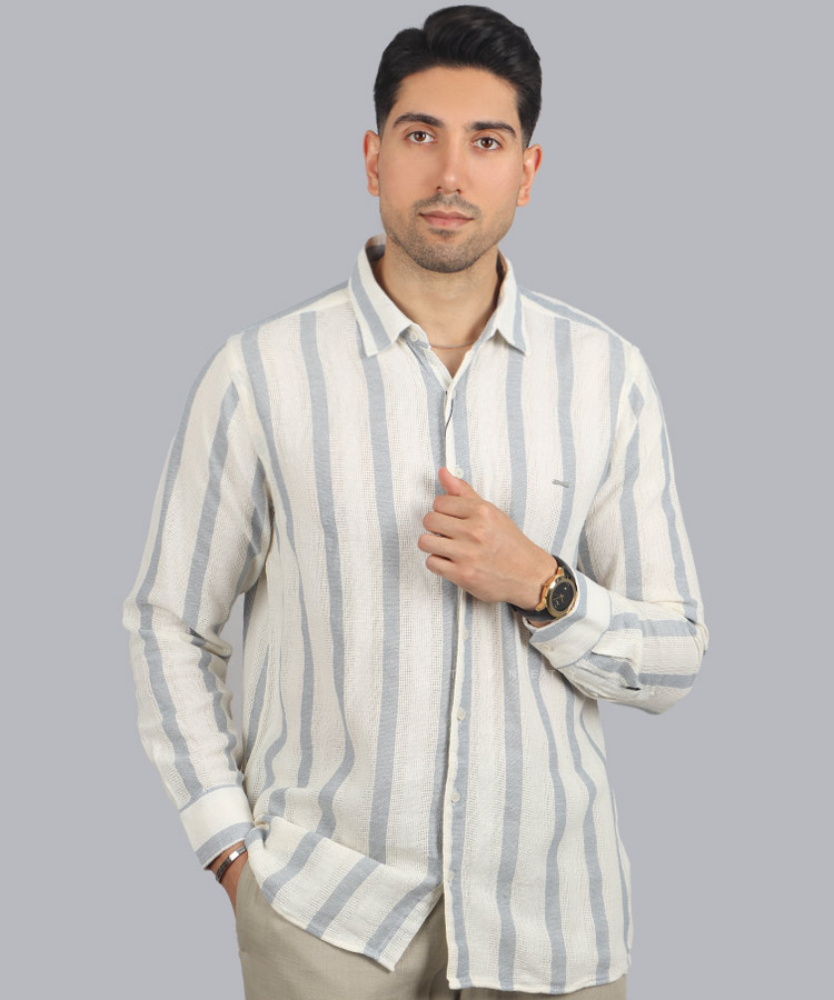 پیراهن مردانه آستین بلند راه راه 1132