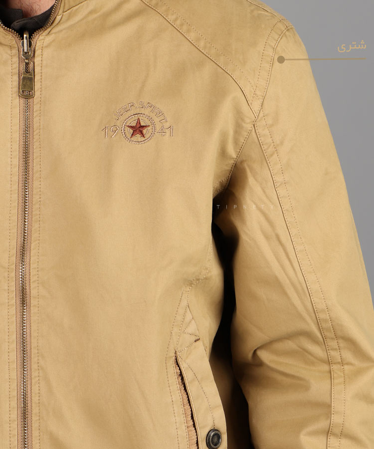                                                                                                                                             کرم شتری سبز مشکی زمستانه کت کتان 9822  - تصویر 10