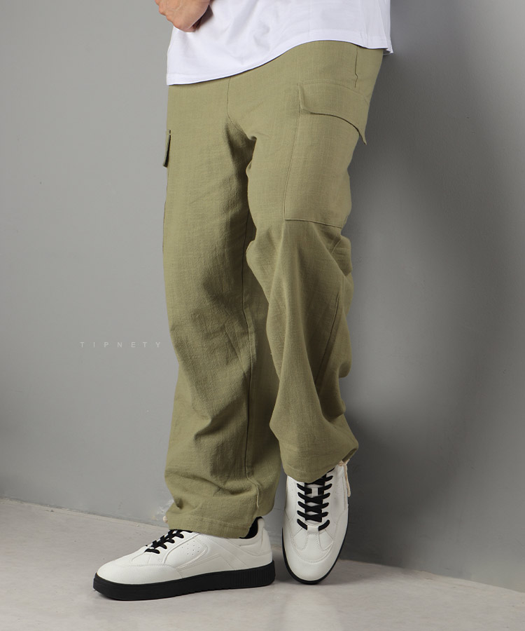 شلوار لینن بگ مردانه برند Vamos مدل کارگو 0346