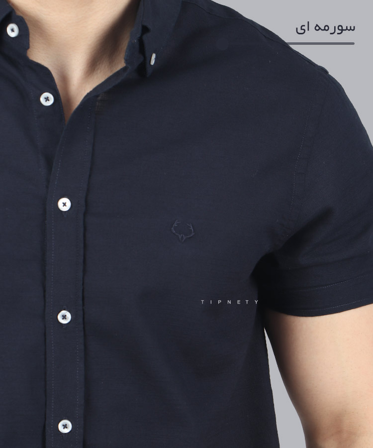                                                                                                                         مشکی سورمه ای آبی سفید پیراهن آستین کوتاه فیت 5340  - تصویر 7