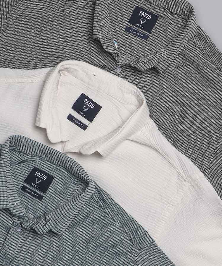                                                                                 مشکی سبز سفید پیراهن آستین کوتاه کلاسیک 0120  - تصویر 2