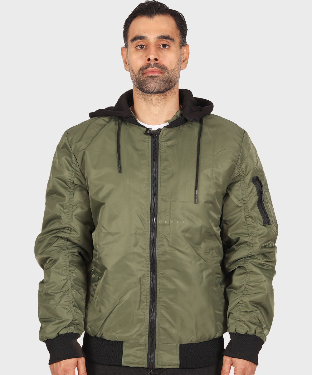 کاپشن مردانه سبز و ساده 7652