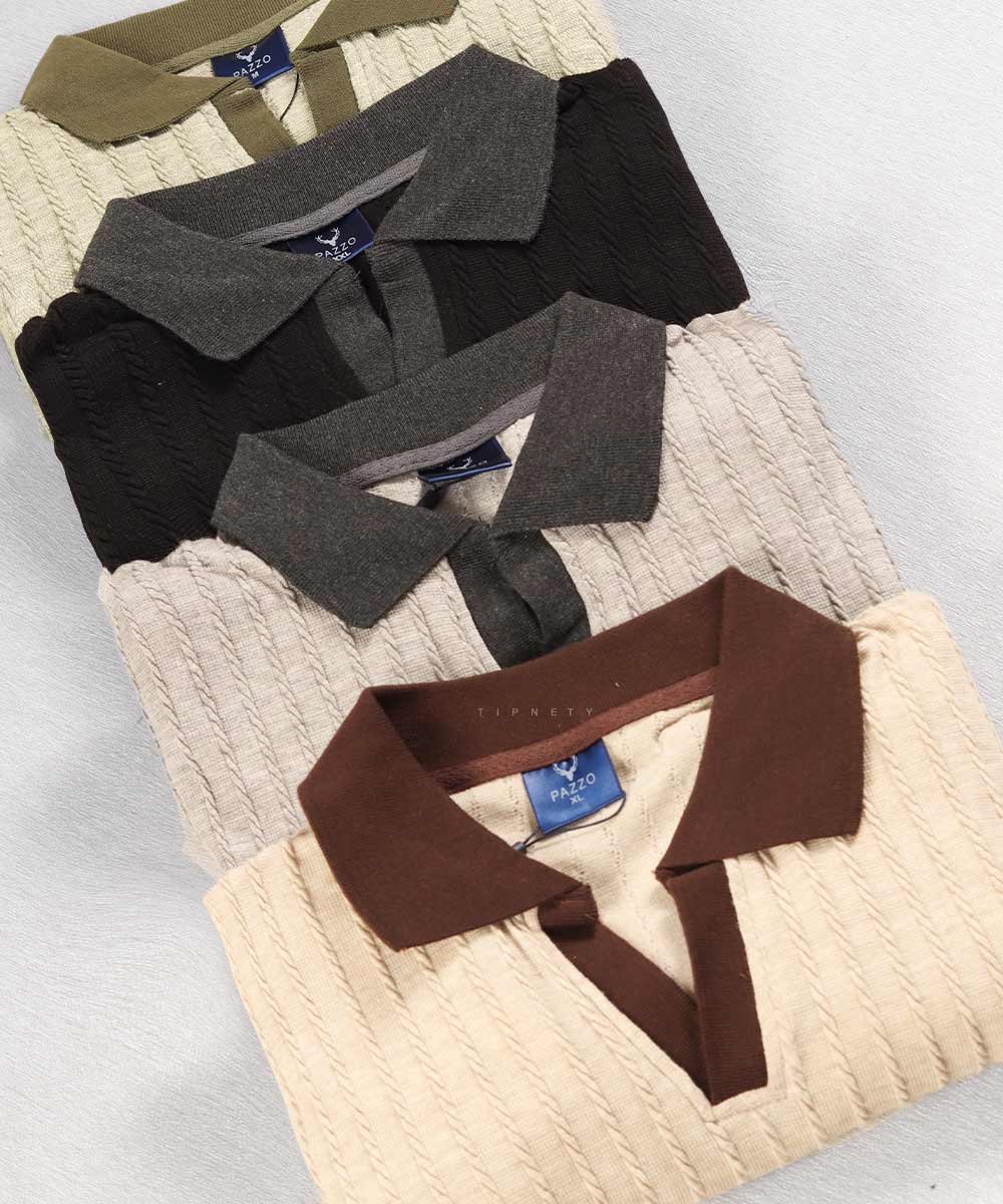 تیشرت لش یقه شکاری و کنفی 1382