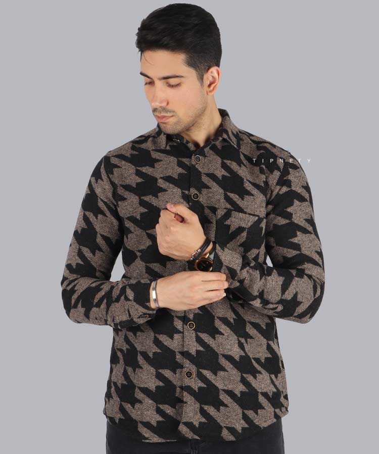                                                                                                         قهوه ای مشکی آبی پاییزه پیراهن 0730  - تصویر 3