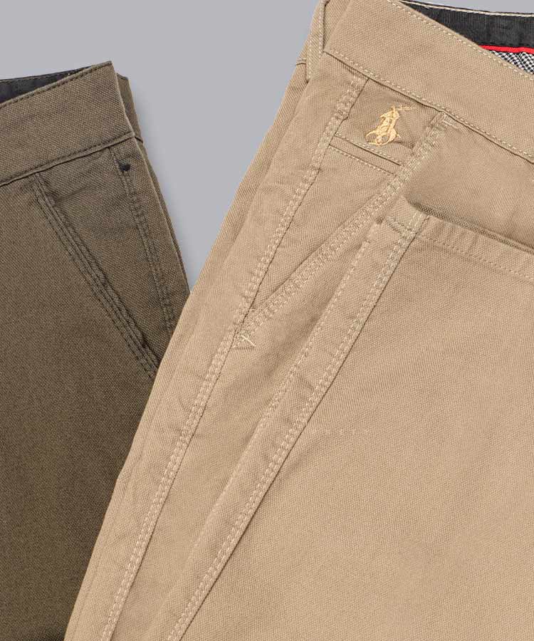                           زیتونی نخودی شلوار کتان راسته 0222  - تصویر 5