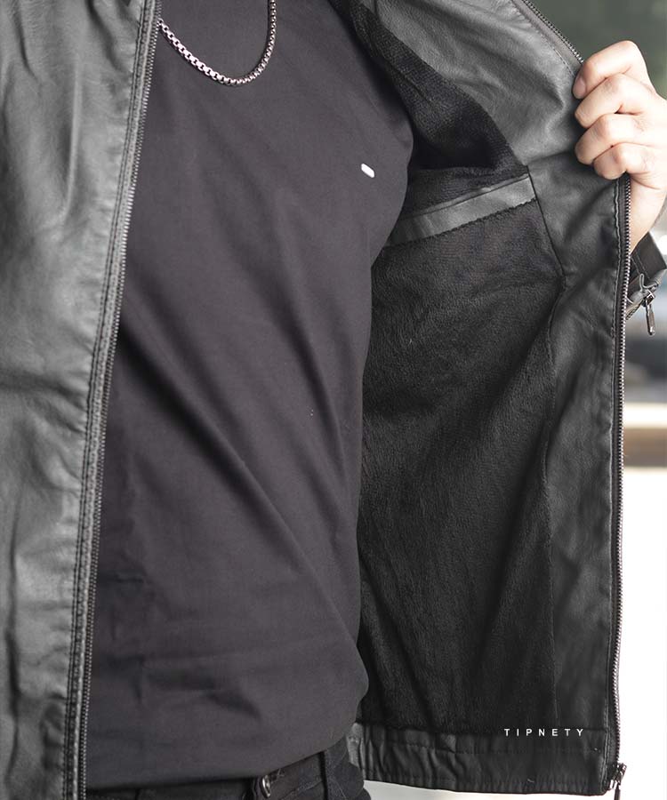                                         مشکی طوسی تیره طوسی روشن زمستانه کت چرم 2225  - تصویر 3