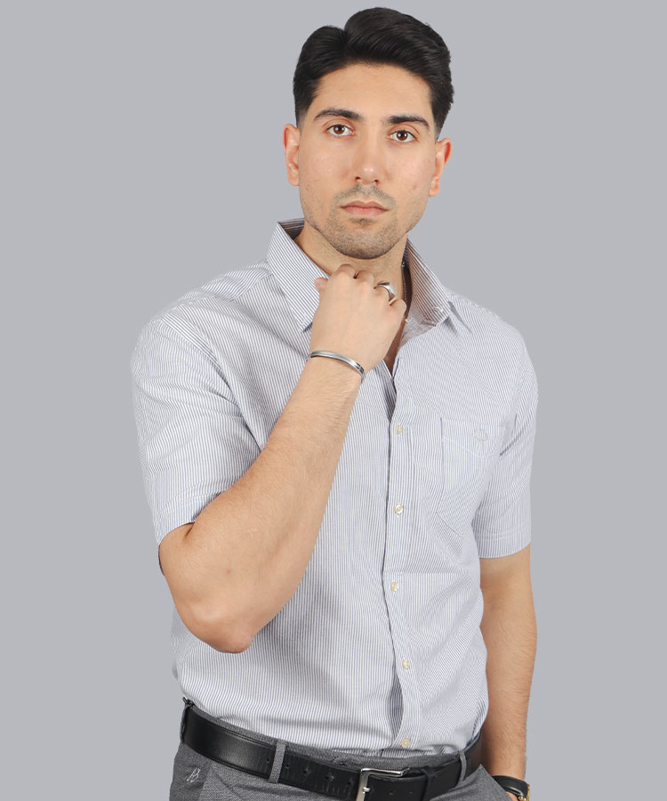                             نوک مدادی پیراهن آستین کوتاه کلاسیک 1897  - تصویر 4