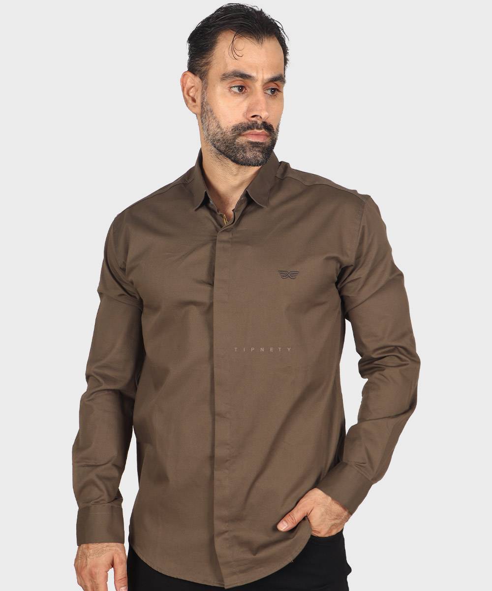 پیراهن مردانه آستین بلند دکمه مخفی 0333