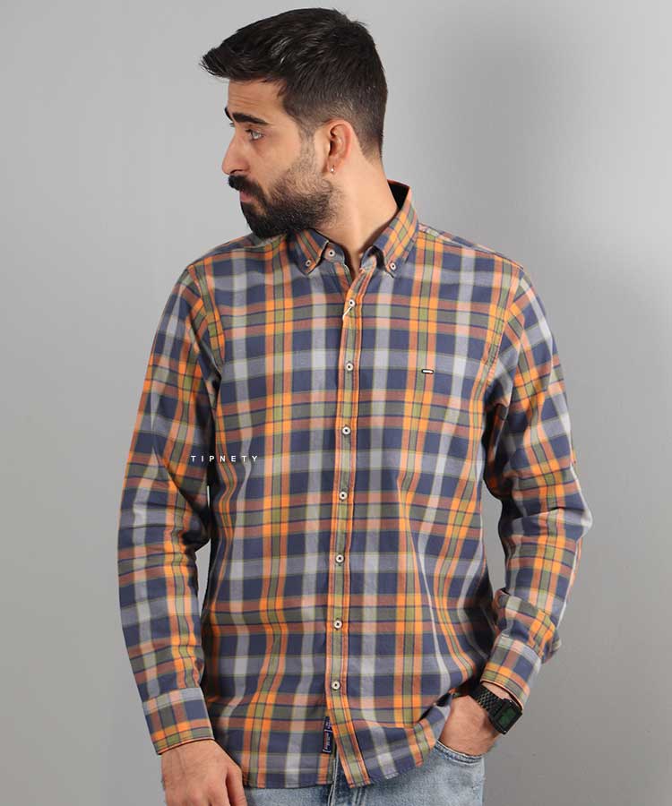 پیراهن مردانه آستین بلند چهارخانه 2232