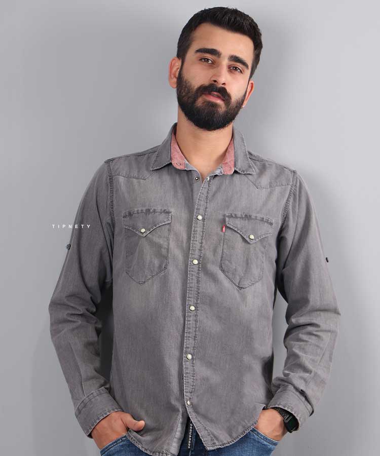 پیراهن مردانه آستین بلند جین 0741