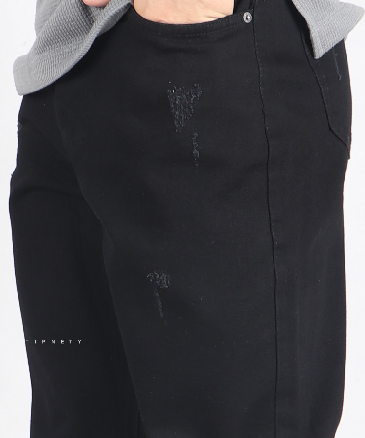                   آبی تیره مشکی شلوار جین مام فیت 0779  - تصویر 4