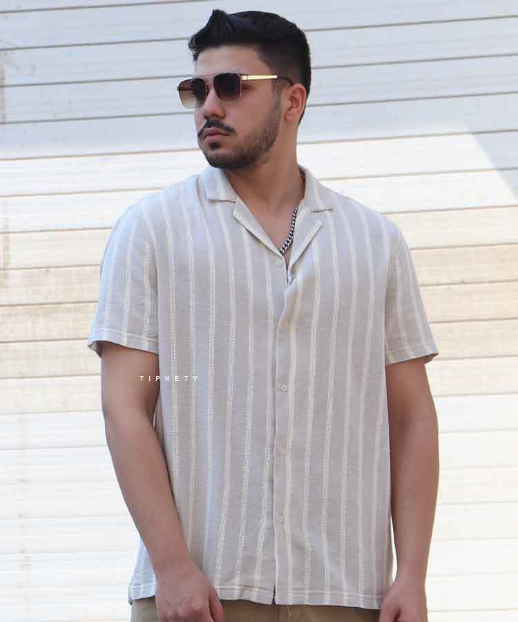 پیراهن یقه انگلیسی مردانه کنفی 5114